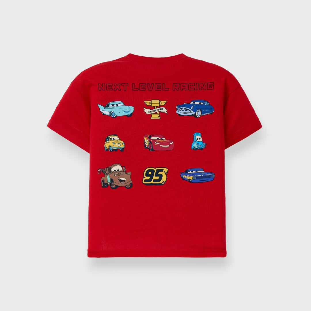 Kids (Size 100-120)  เสื้อยืดเด็ก Disney Pixar Cars ลาย Lightning McQueen 95 ก้าวสู่สเต็ปซิ่ง