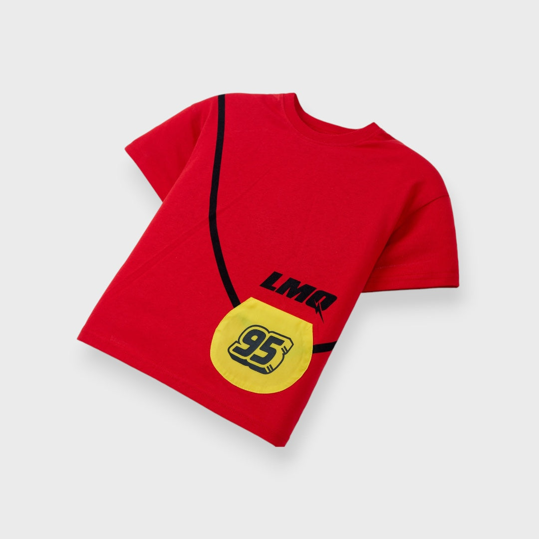 Kids (Size 100-120)  เสื้อยืดเด็ก Disney Pixar Cars ลาย Lightning McQueen 95 ก้าวสู่สเต็ปซิ่ง