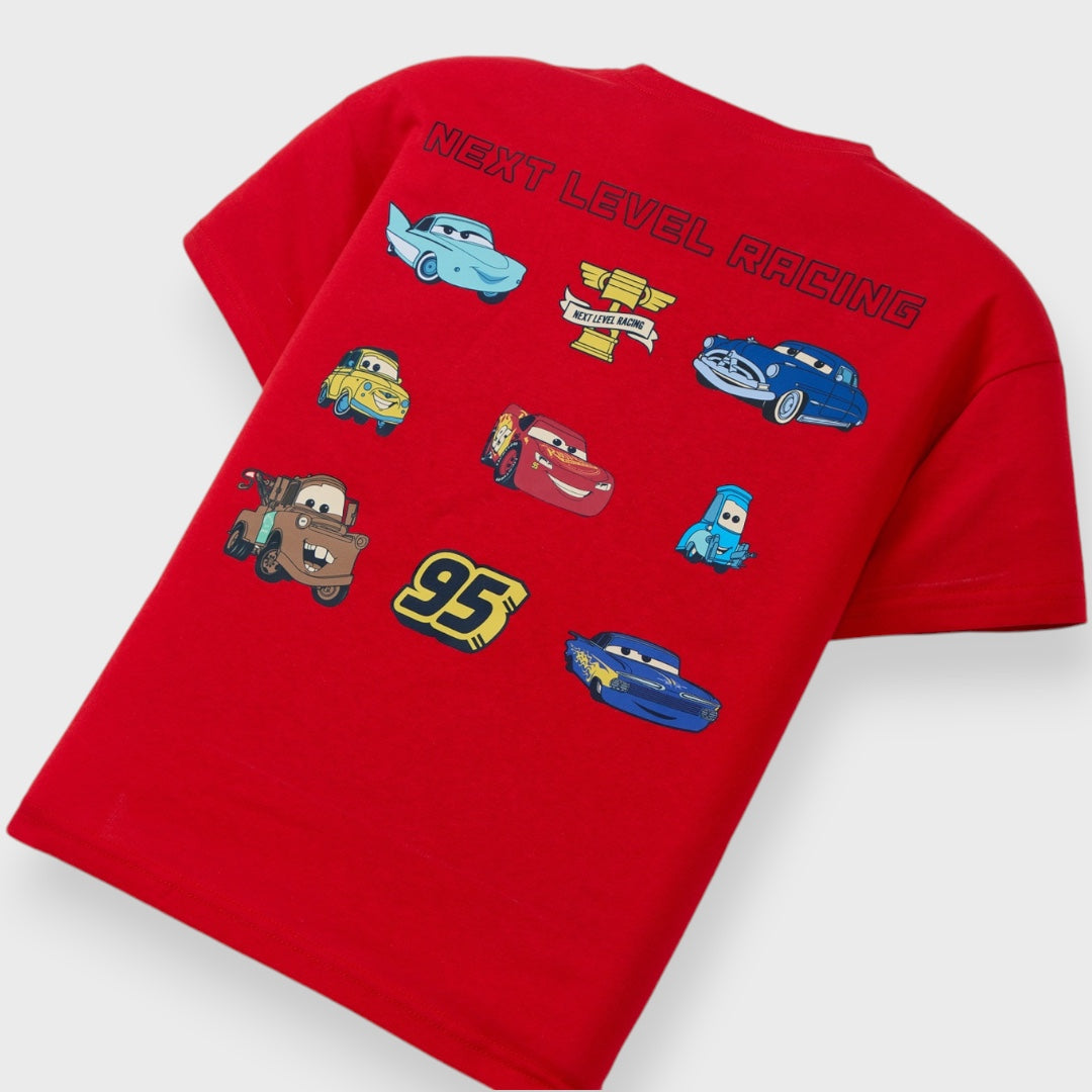 Kids (Size 100-120)  เสื้อยืดเด็ก Disney Pixar Cars ลาย Lightning McQueen 95 ก้าวสู่สเต็ปซิ่ง
