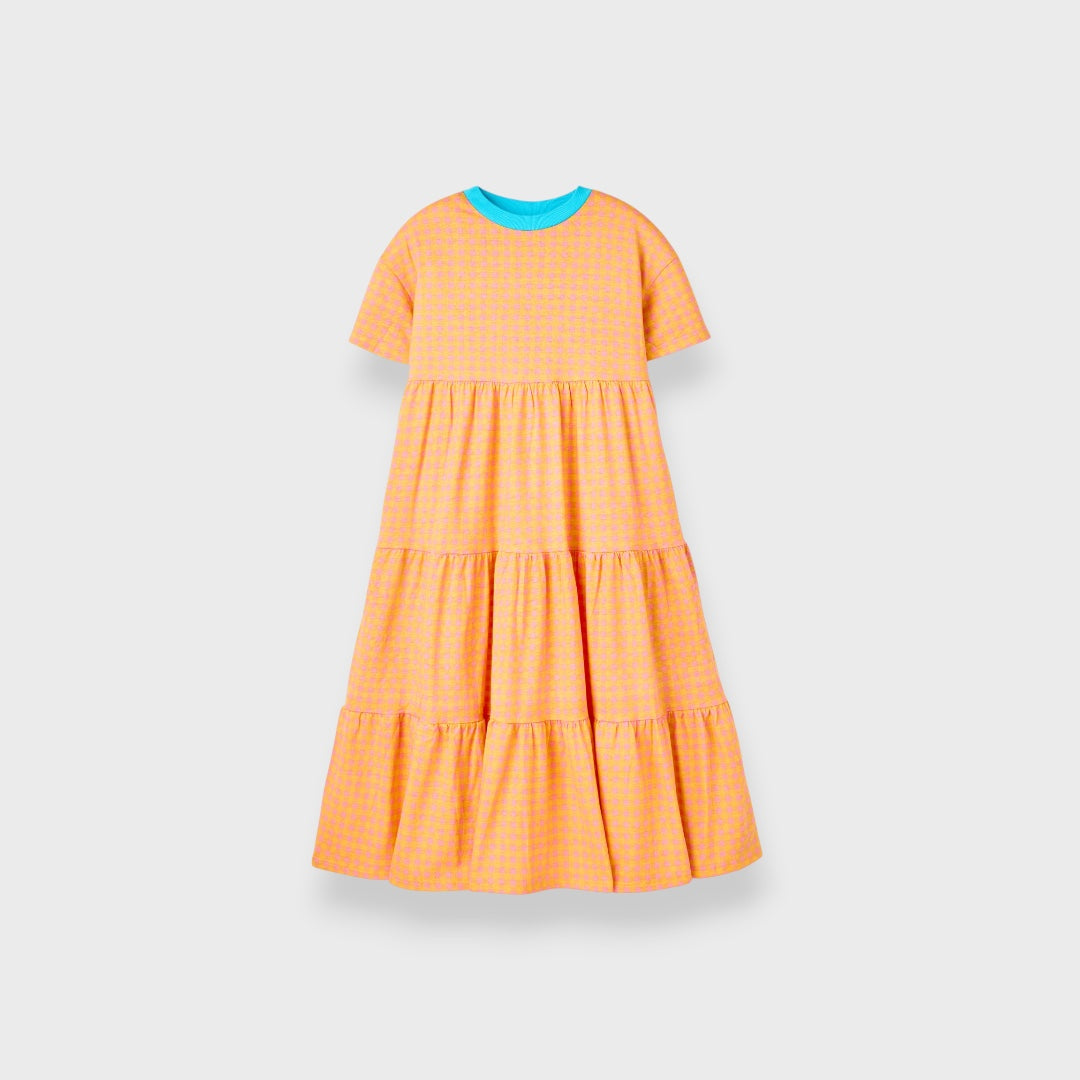 LADIES ORANGE GINGHAM CHECK RINGER ONE PIECE