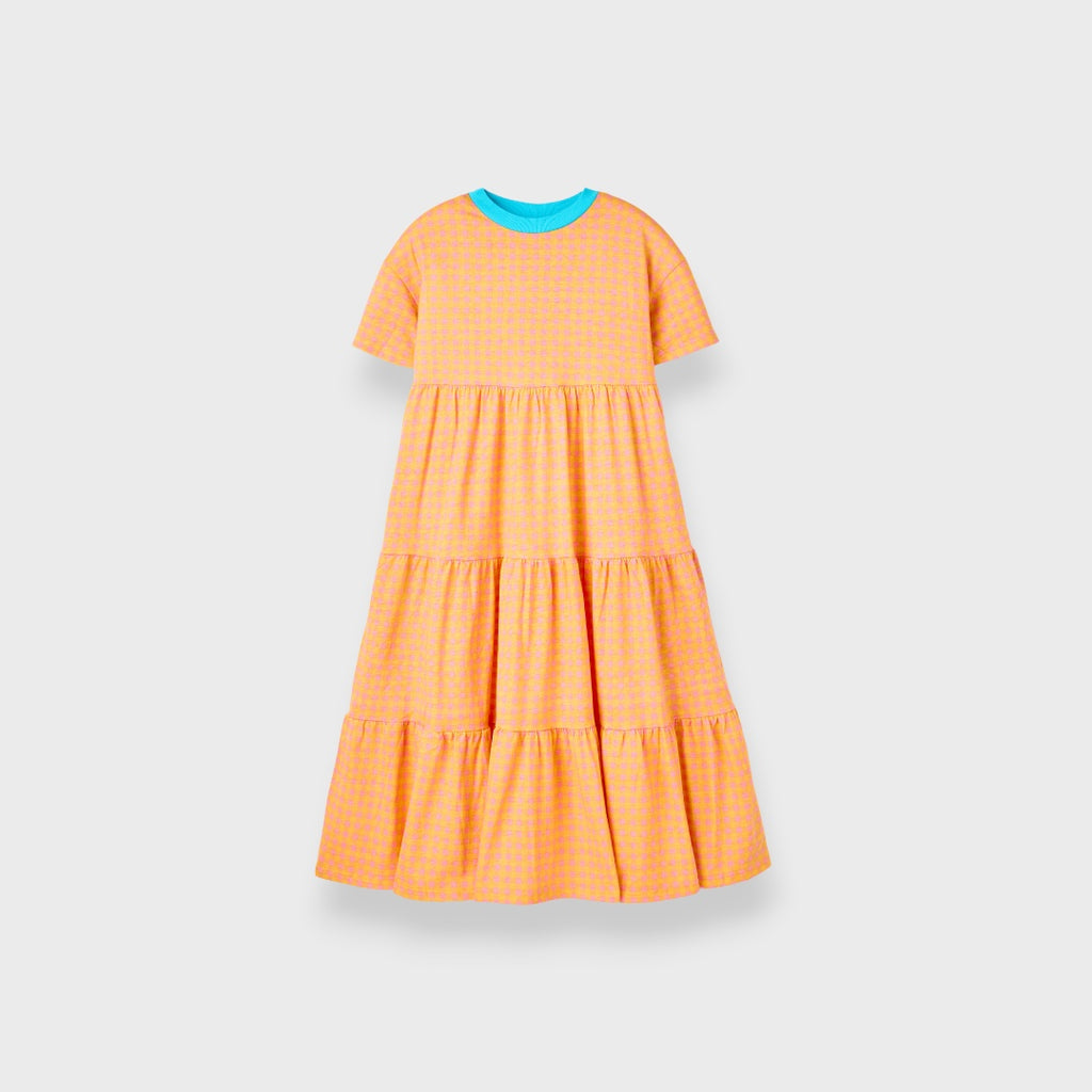 LADIES ORANGE GINGHAM CHECK RINGER ONE PIECE