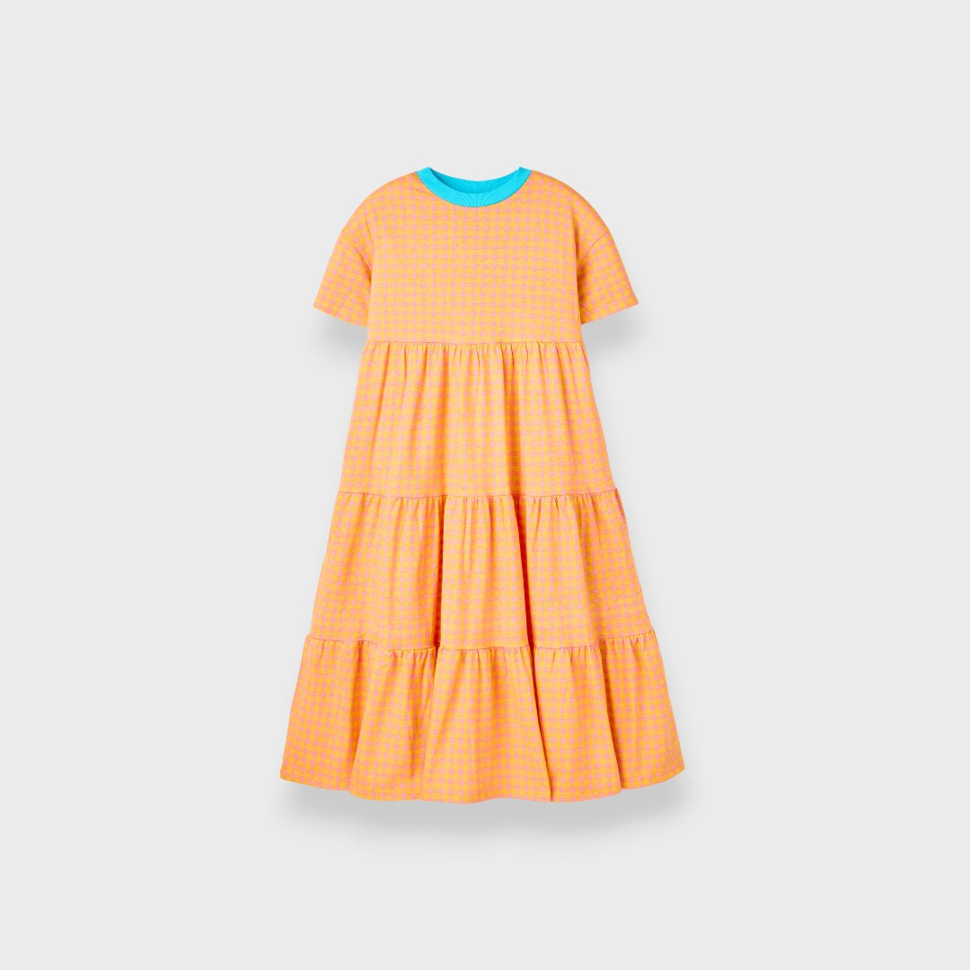 LADIES ORANGE GINGHAM CHECK RINGER ONE PIECE