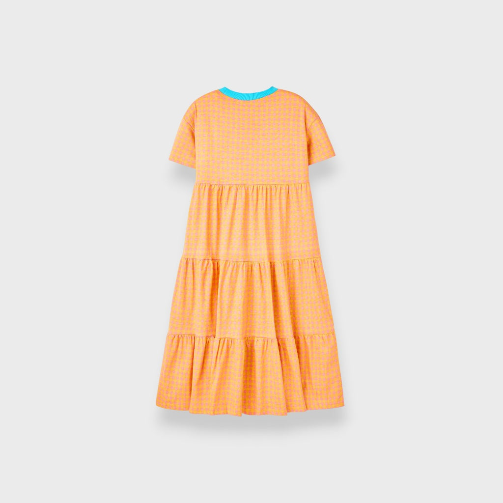 LADIES ORANGE GINGHAM CHECK RINGER ONE PIECE