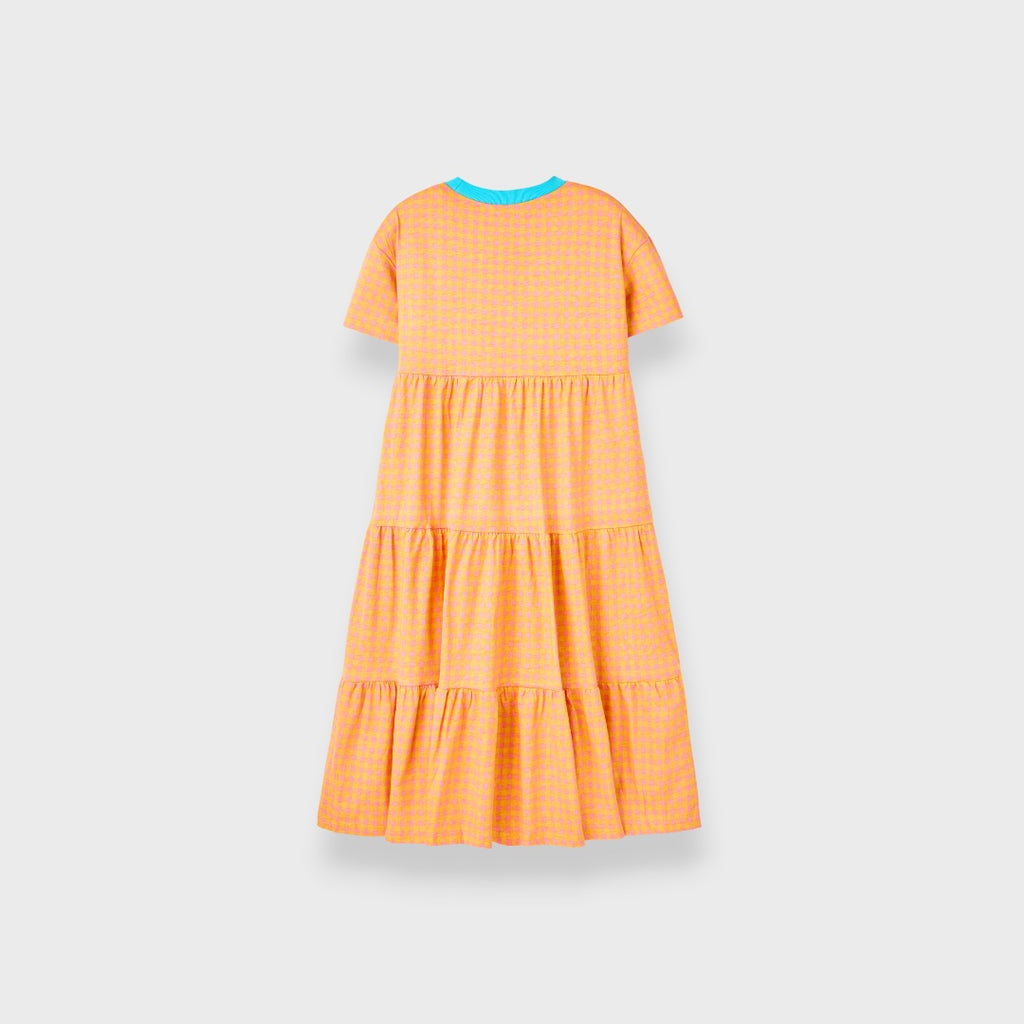 LADIES ORANGE GINGHAM CHECK RINGER ONE PIECE