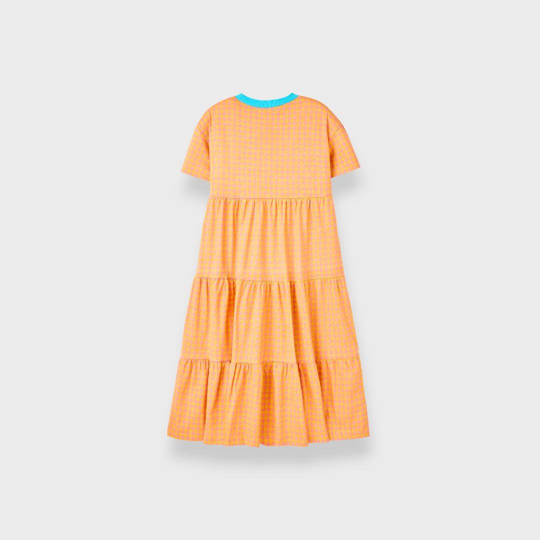 LADIES ORANGE GINGHAM CHECK RINGER ONE PIECE