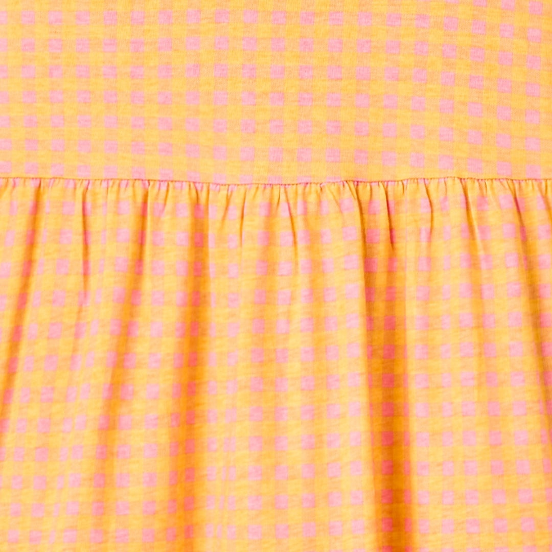 LADIES ORANGE GINGHAM CHECK RINGER ONE PIECE