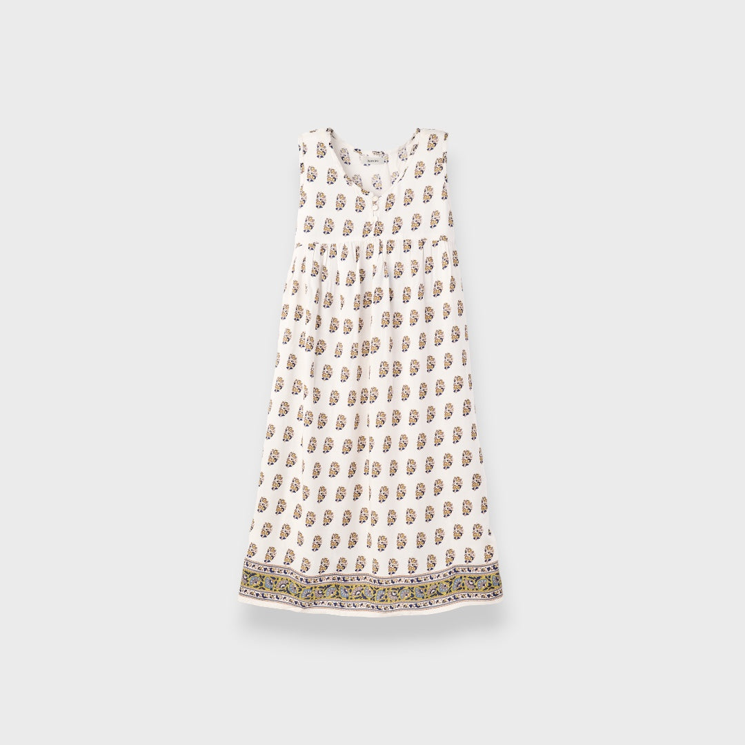 LADIES RAYON ETHNIC PATTERN ONE PIECE WHITE