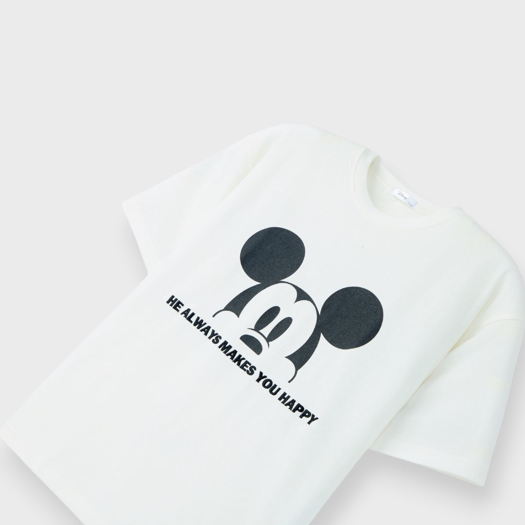 เสื้อยืด Mickey Mouse ลาย Always Happy มีความสุขเสมอ (Size 3L-4L)