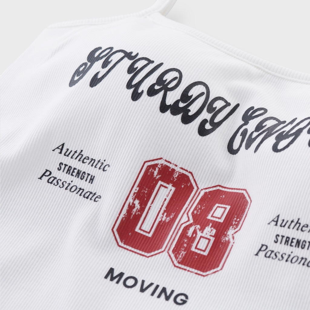 เสื้อครอปสายเดี่ยว STURDY ENOUGH ลุคที่มีความเท่ซ่อนอยู่ในความคิ้วท์  – พร้อมเชือกรูดปรับลุคตามอารมณ์