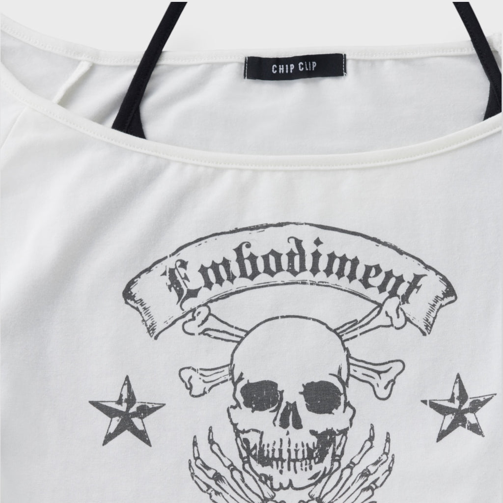 Asymmetric Skull Graphic Top 🖤