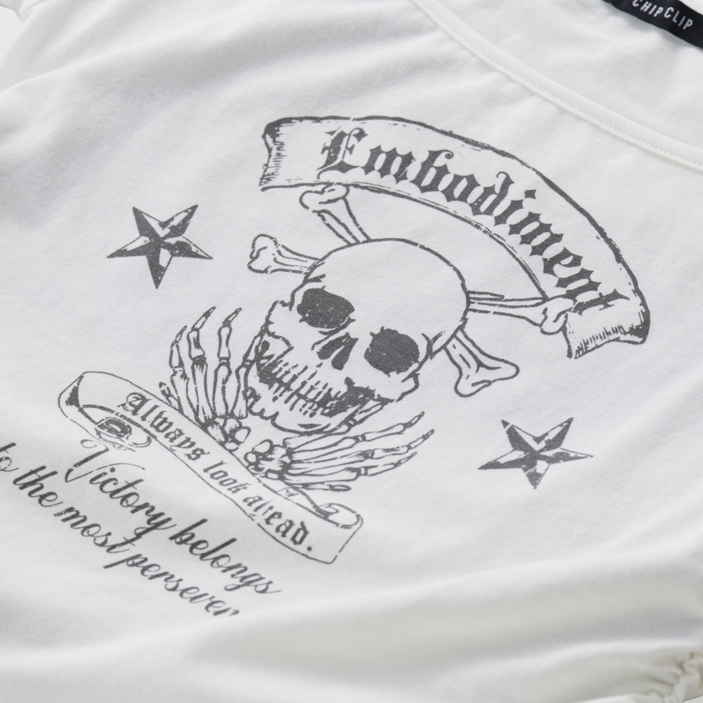 Asymmetric Skull Graphic Top 🖤