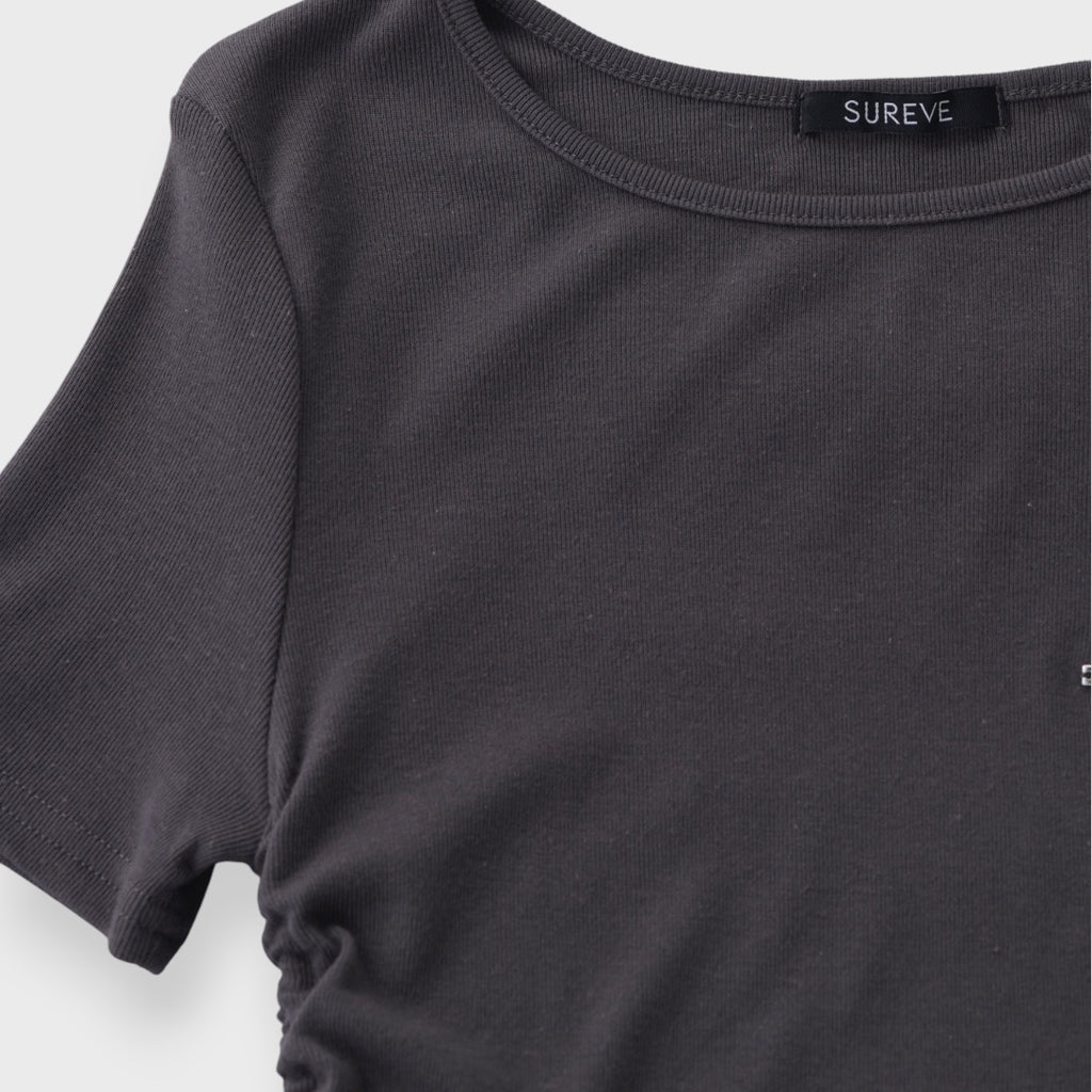 Side-Drawstring Statement Black Top ⚡