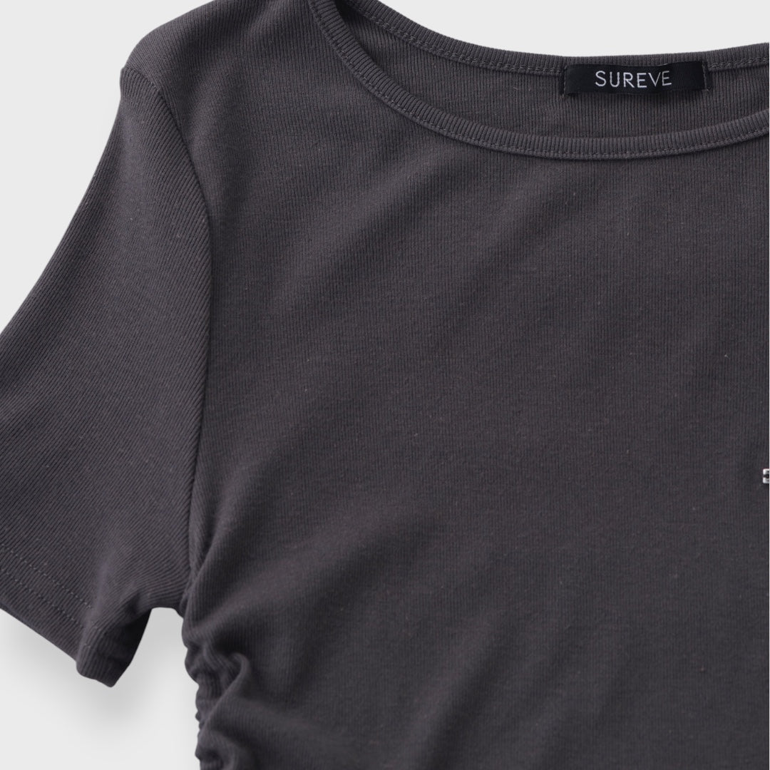 Side-Drawstring Statement Black Top ⚡