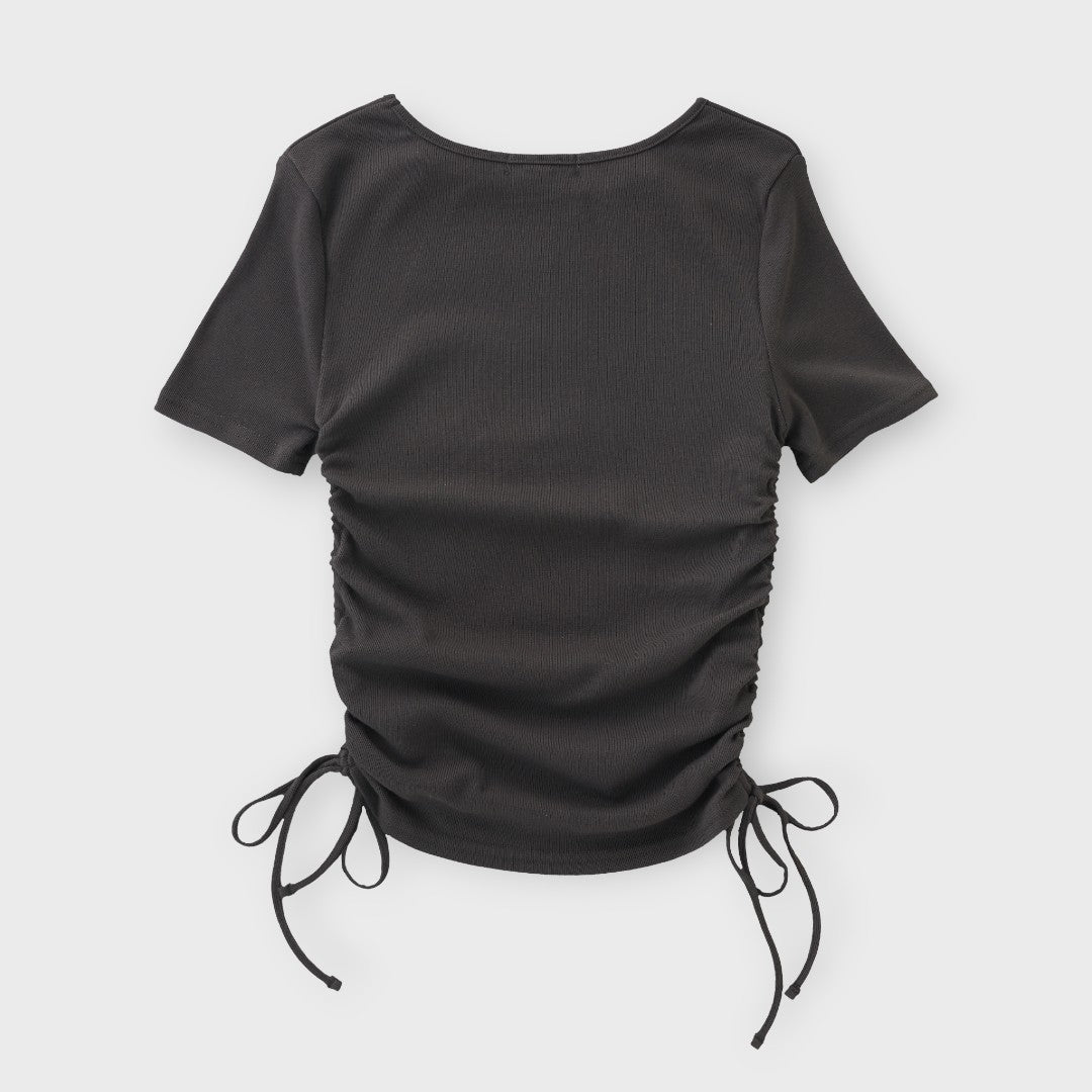 Side-Drawstring Statement Black Top ⚡