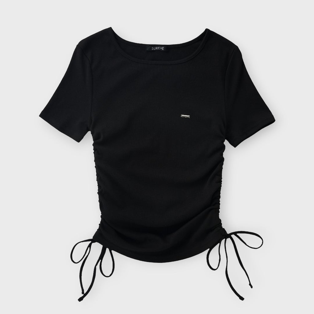 Side-Drawstring Statement Black Top ⚡