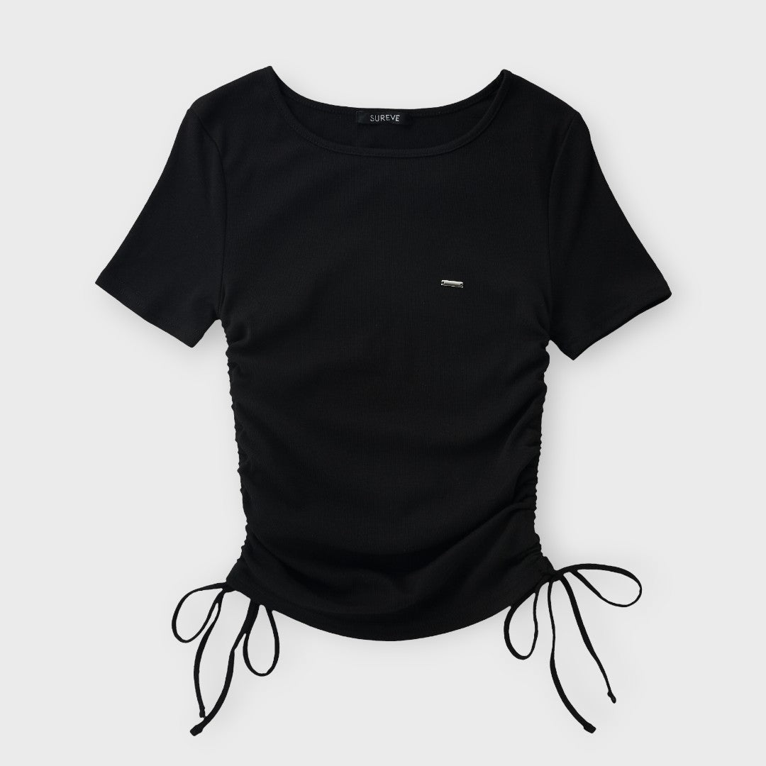 Side-Drawstring Statement Black Top ⚡