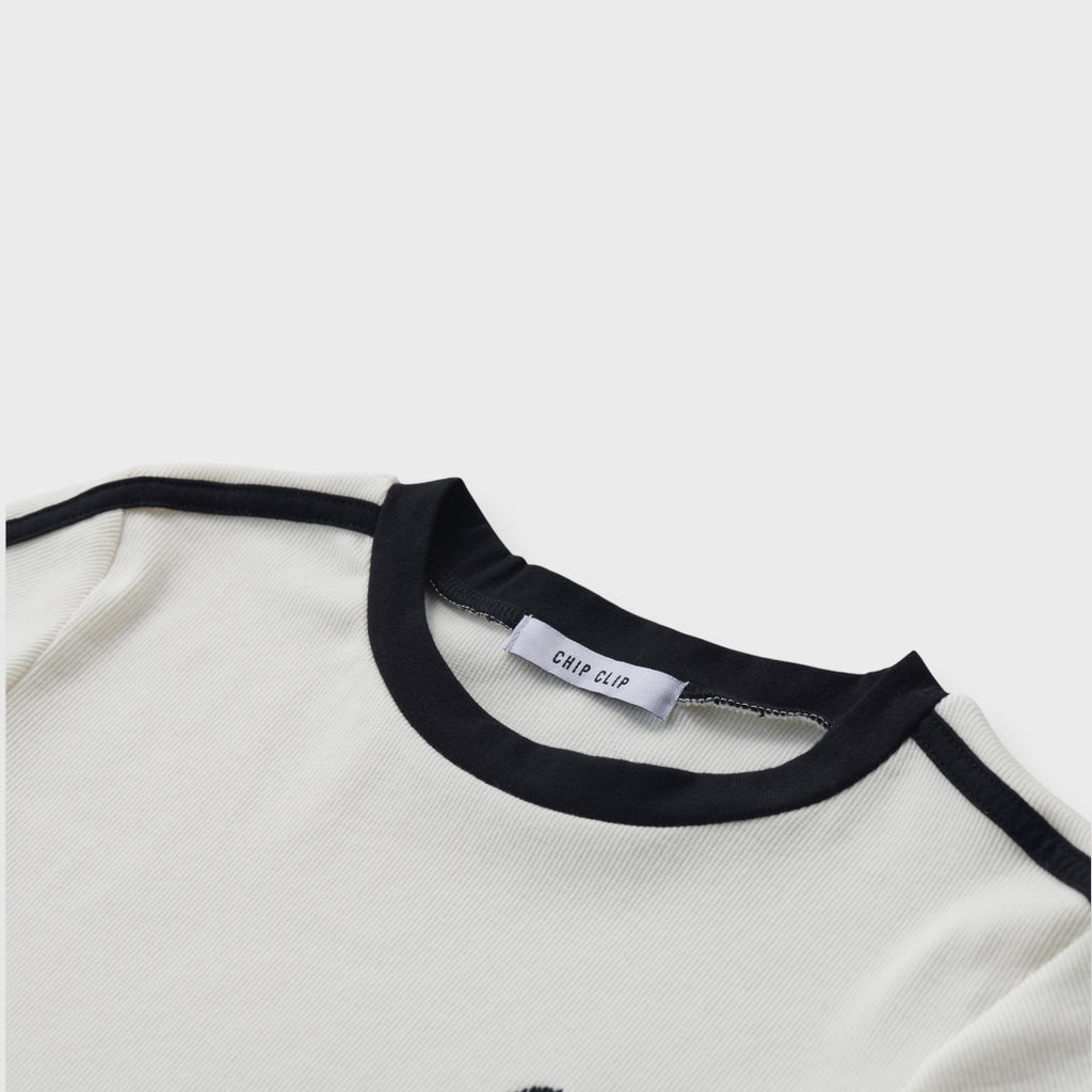 เสื้อครอปสปอร์ตขอบตัดสี รุ่นชิคเบอร์แรง