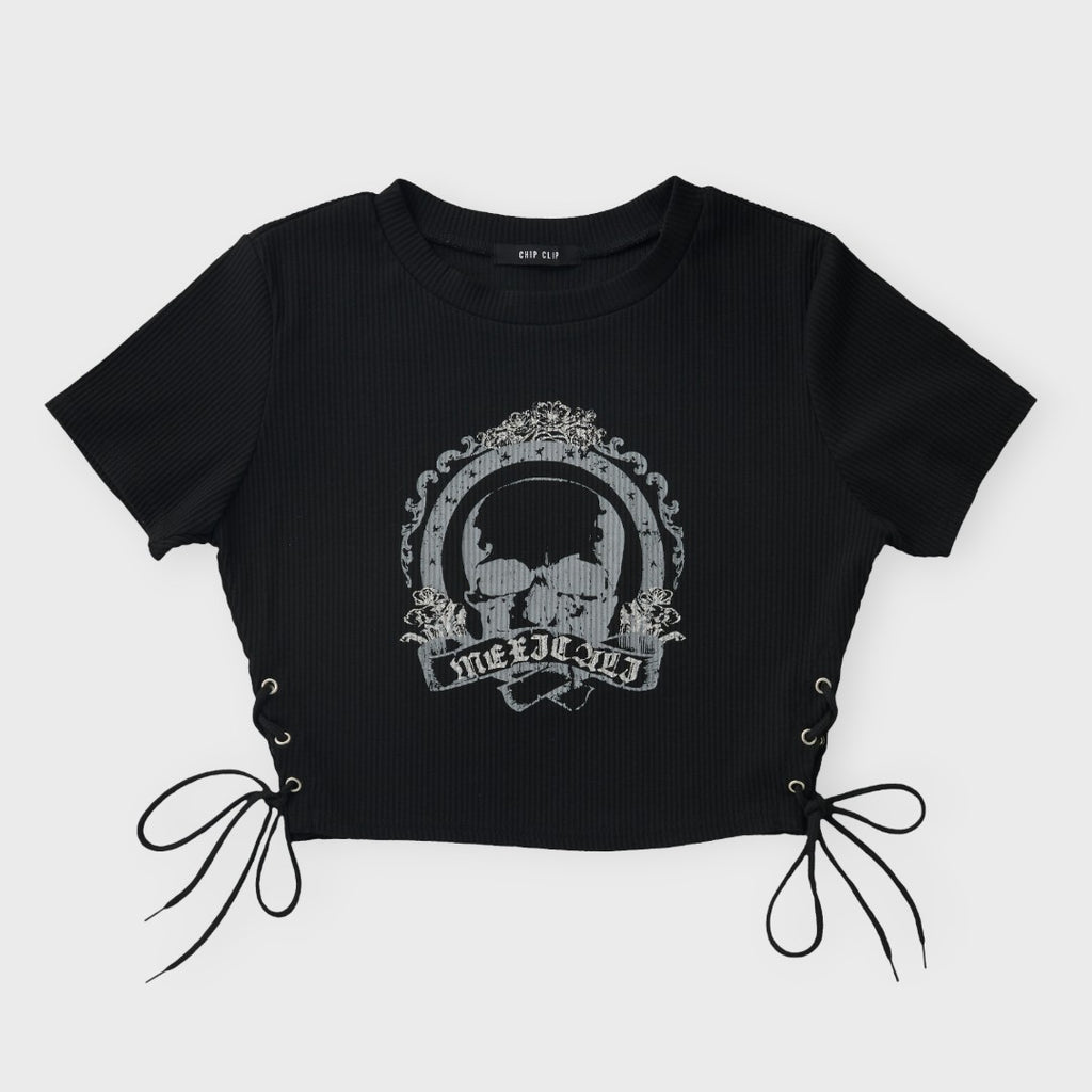 Sweet Looks, Bold Attitude Skull Graphic Top💀✨