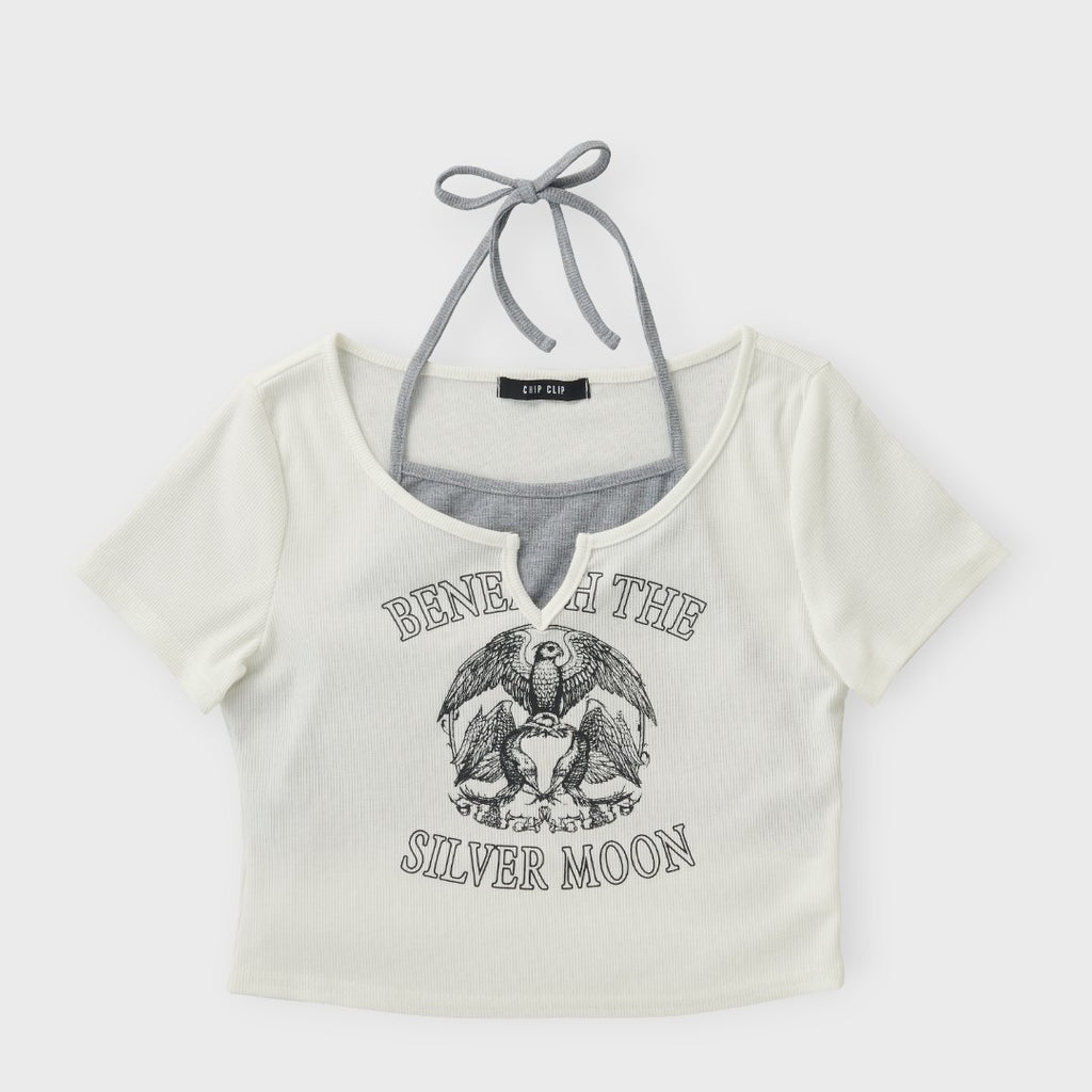 Eagle Emblem Layered-Neck Top 🦅✨