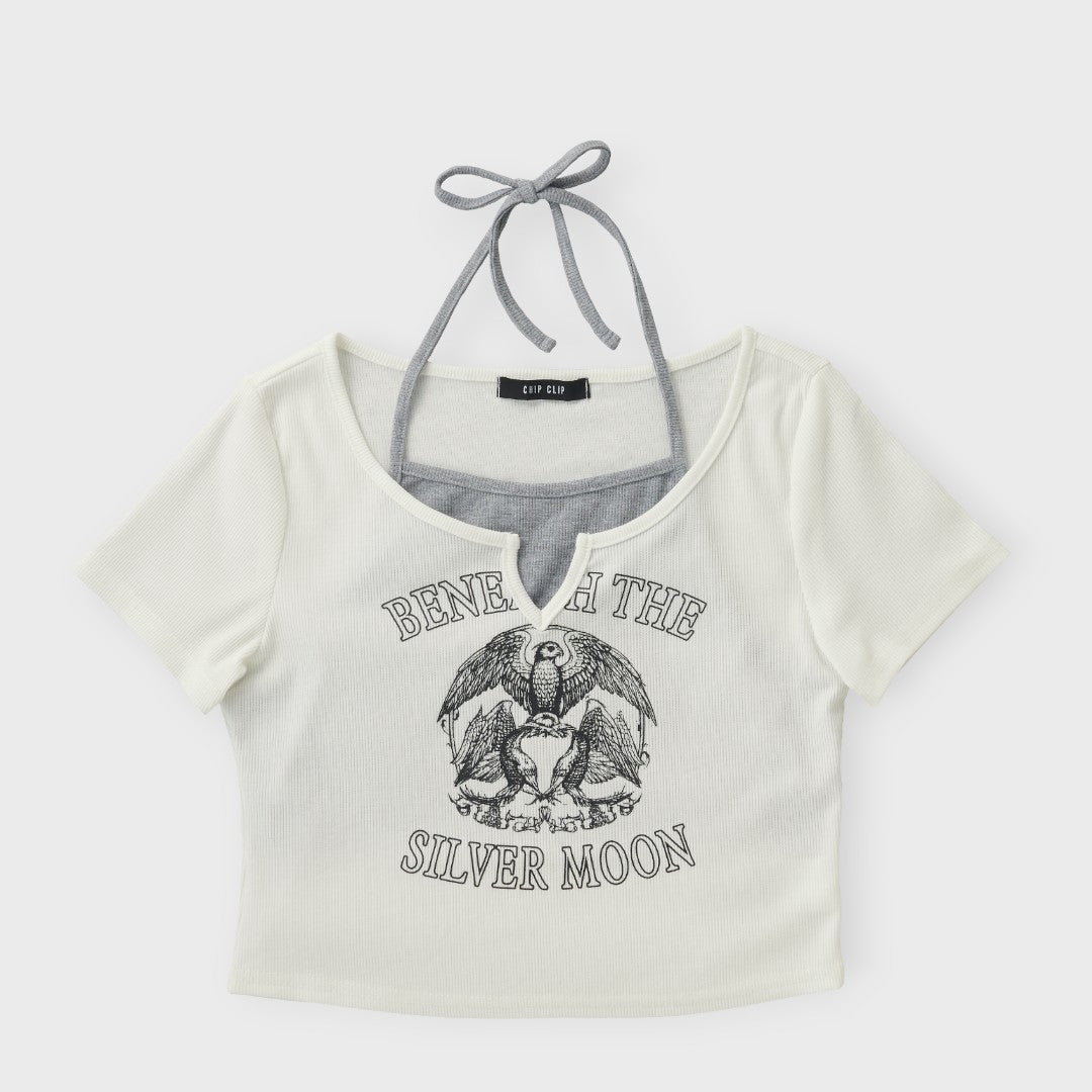 Eagle Emblem Layered-Neck Top 🦅✨