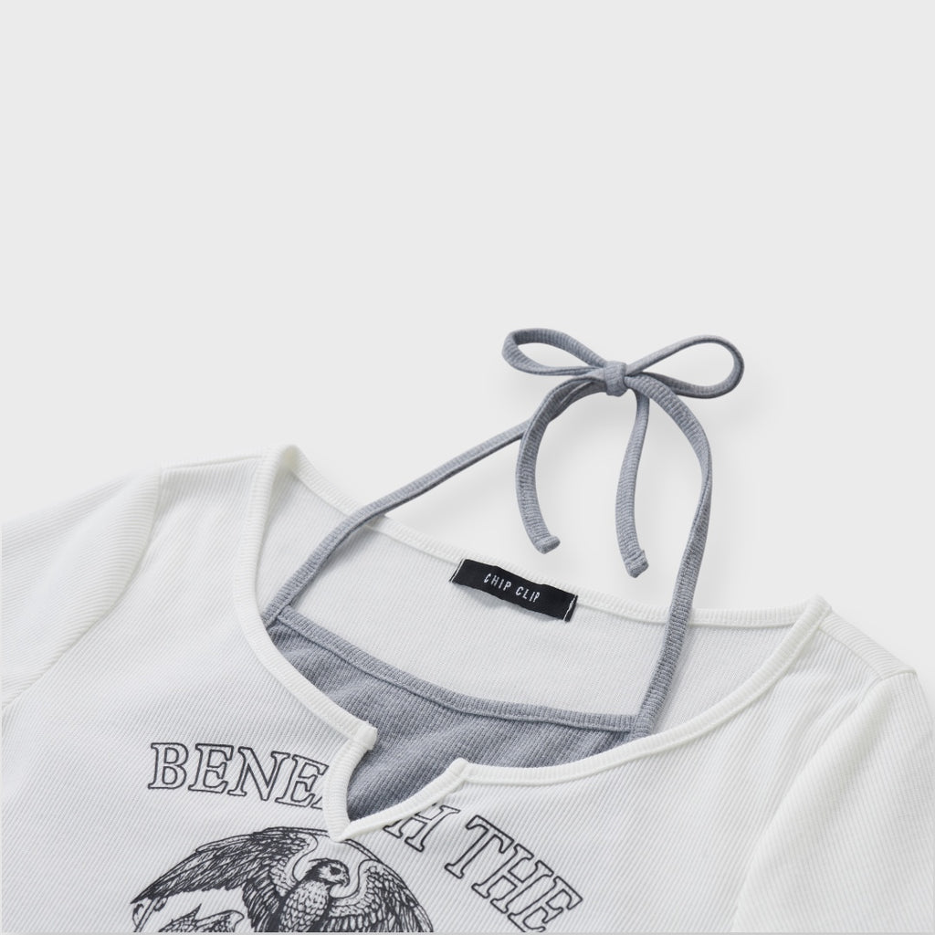 Eagle Emblem Layered-Neck Top 🦅✨