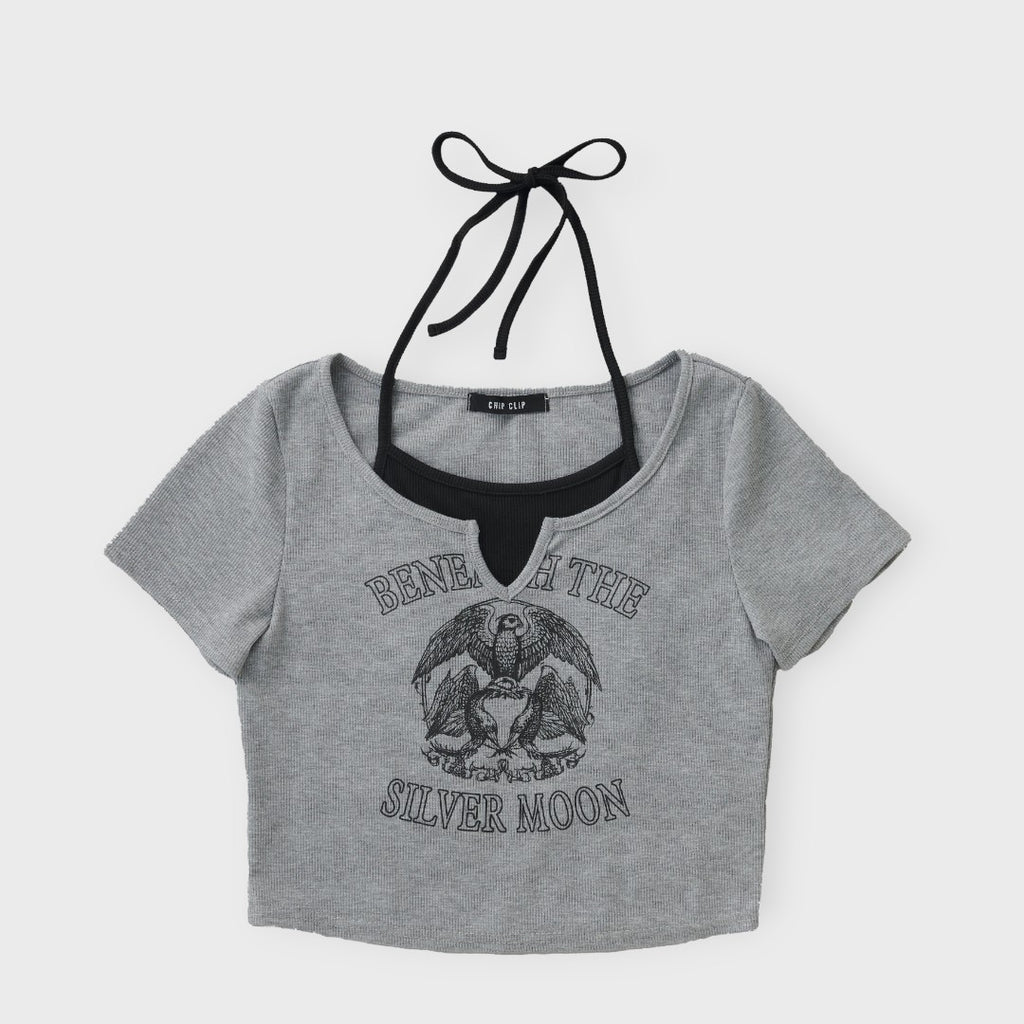 Eagle Emblem Layered-Neck Top 🦅✨