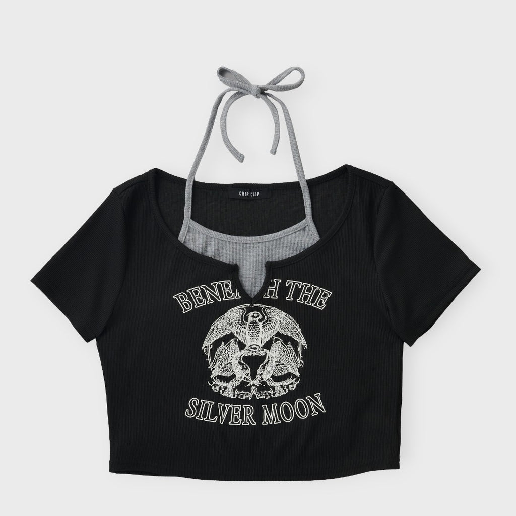 Eagle Emblem Layered-Neck Top 🦅✨