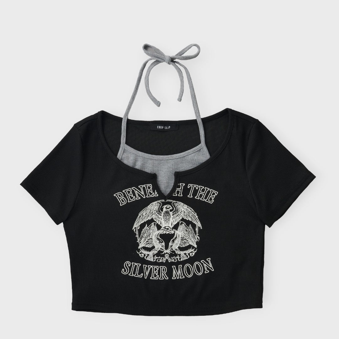 Eagle Emblem Layered-Neck Top 🦅✨