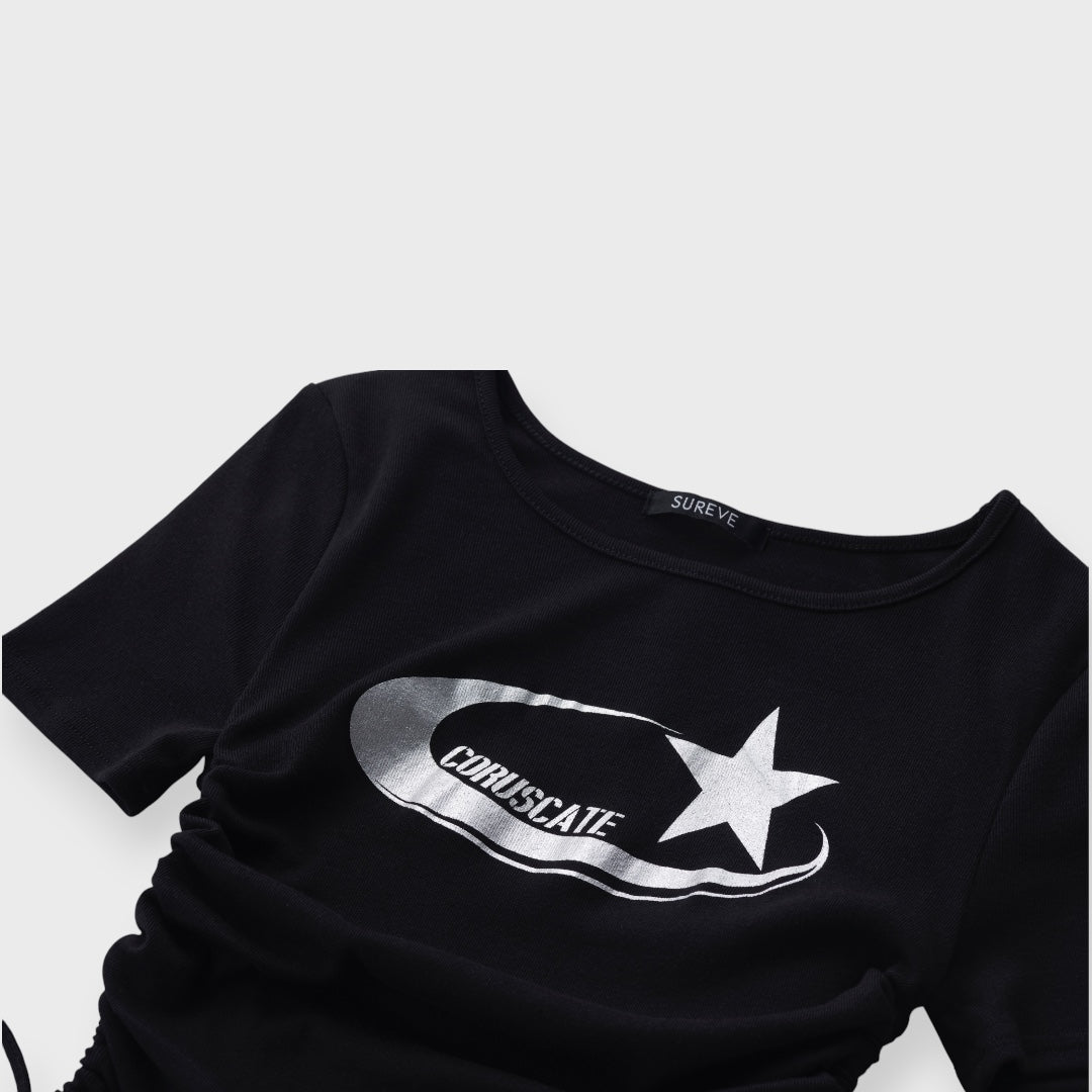 Lace-Up Side Accent Bold Star Top ✨🖤