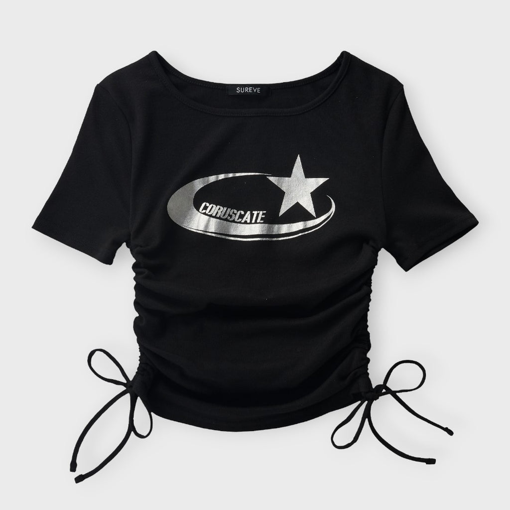 Lace-Up Side Accent Bold Star Top ✨🖤