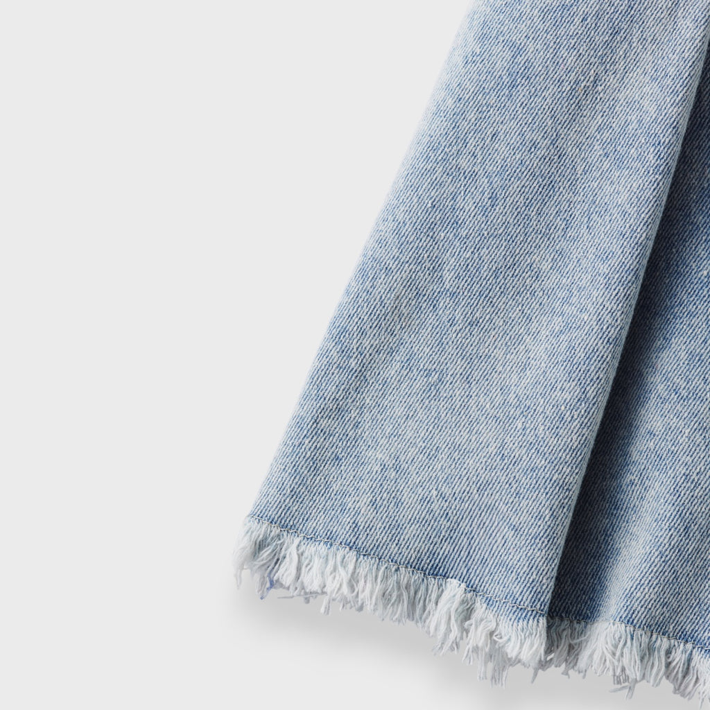 กระโปรงยีนส์จีบทรงบาน "น่ารักแรงจนหัวใจสั่น"