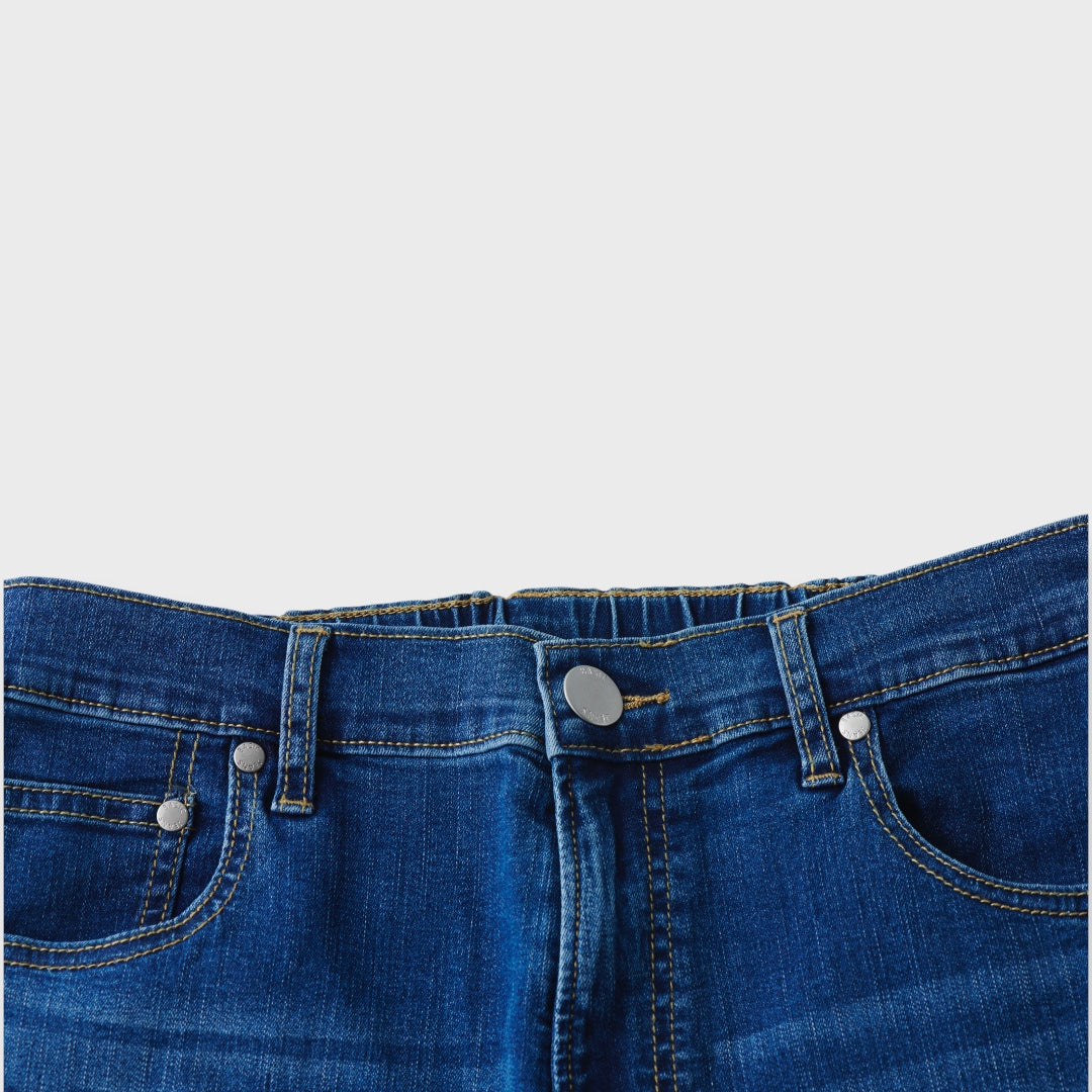 Relaxed Blue Jeans, “Just Slip On and Go”