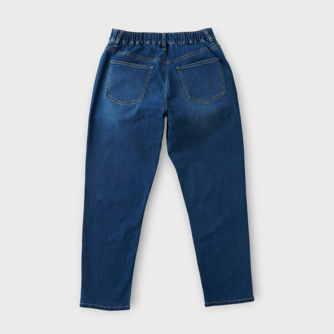 Relaxed Blue Jeans, “Just Slip On and Go”