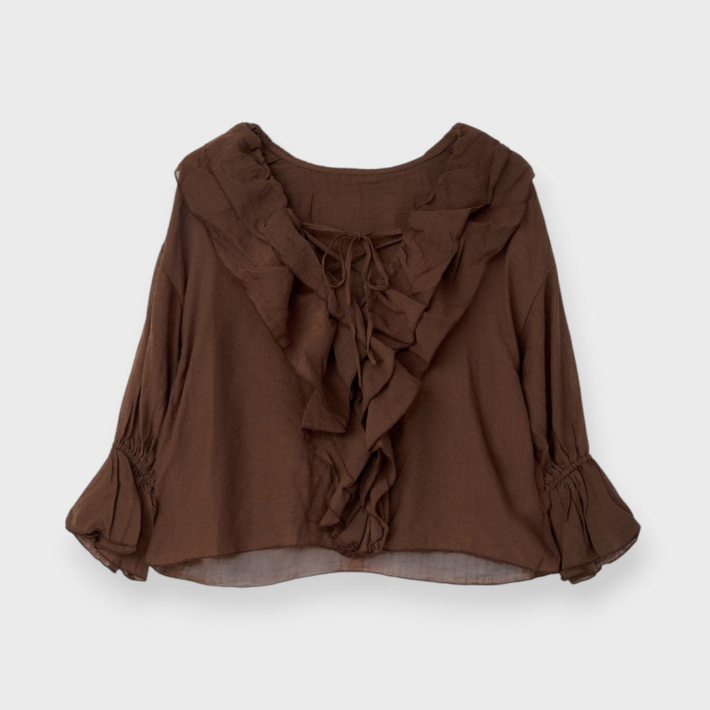 Bubble Ruffle Women’s Top – Chic Black Puff Sleeve Blouse, Flirty & Effortlessly Cute 😍