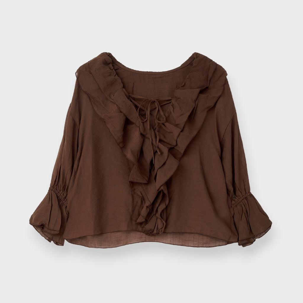 Bubble Ruffle Women’s Top – Chic Black Puff Sleeve Blouse, Flirty & Effortlessly Cute 😍