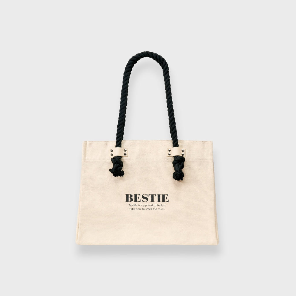 LADIES CANVAS ROPE HANDLE TOTE BAG