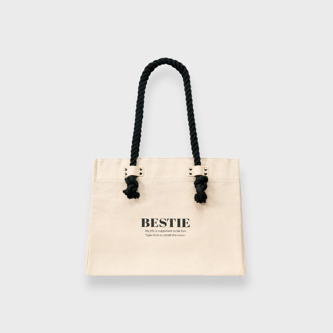 LADIES CANVAS ROPE HANDLE TOTE BAG