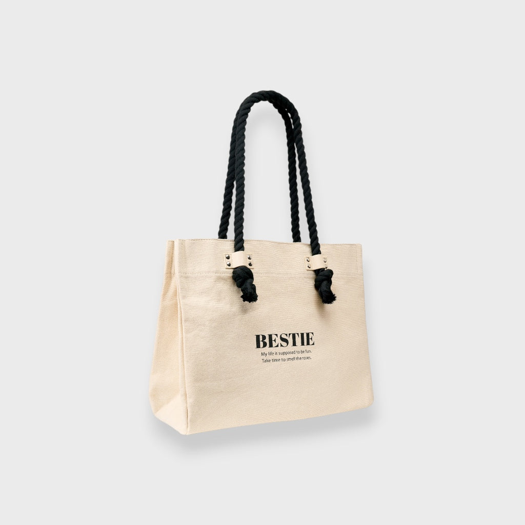 LADIES CANVAS ROPE HANDLE TOTE BAG