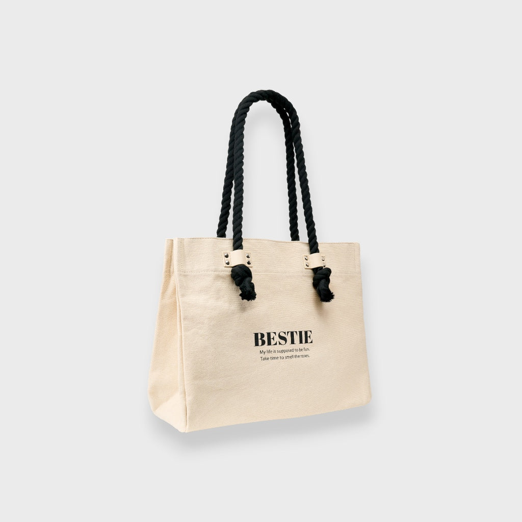 LADIES CANVAS ROPE HANDLE TOTE BAG