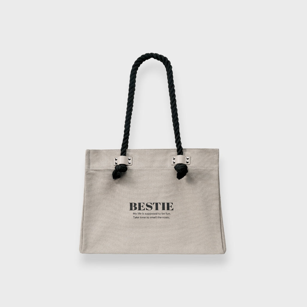LADIES CANVAS ROPE HANDLE TOTE BAG