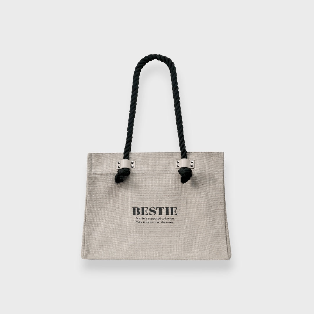 LADIES CANVAS ROPE HANDLE TOTE BAG
