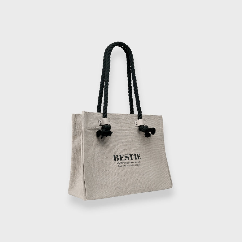 LADIES CANVAS ROPE HANDLE TOTE BAG