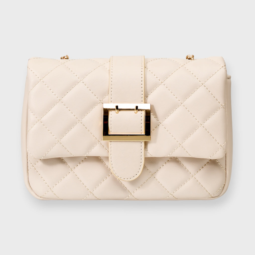 LADIES QUILTED BUCKLE CHAIN SHOULDER BAG