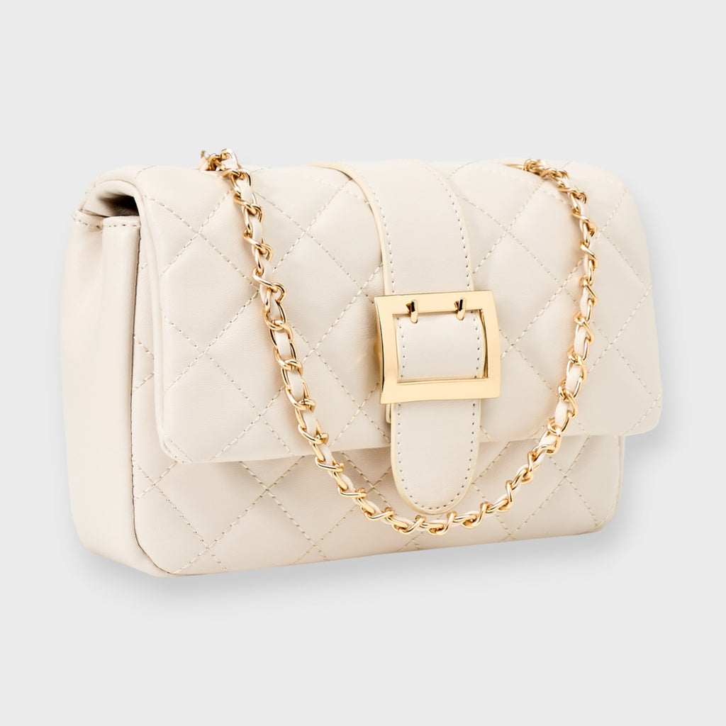 LADIES QUILTED BUCKLE CHAIN SHOULDER BAG