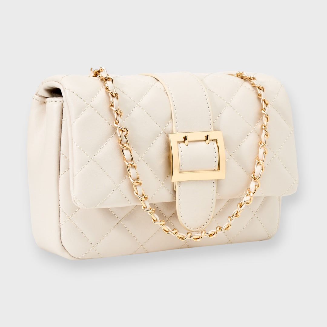 LADIES QUILTED BUCKLE CHAIN SHOULDER BAG