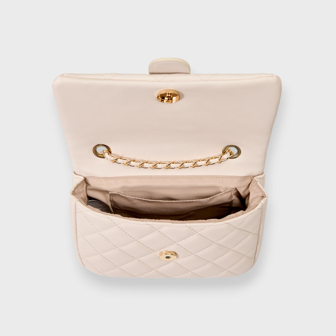 LADIES QUILTED BUCKLE CHAIN SHOULDER BAG