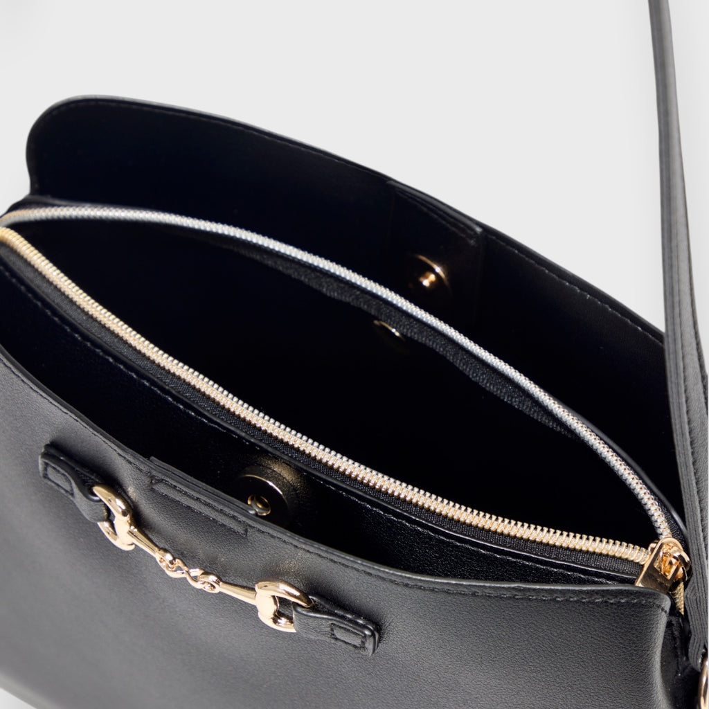LADIES METAL ACCENT SHOULDER BAG