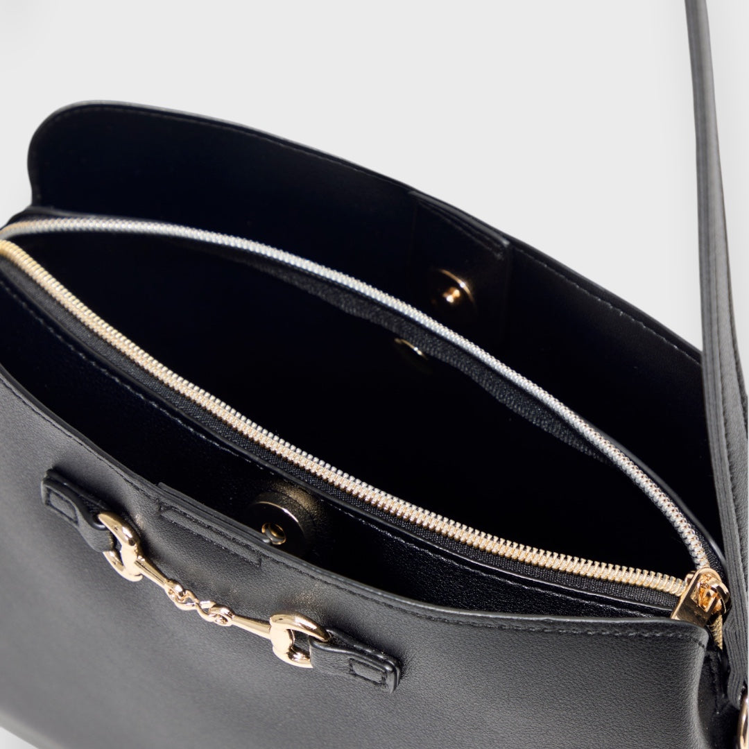 LADIES METAL ACCENT SHOULDER BAG
