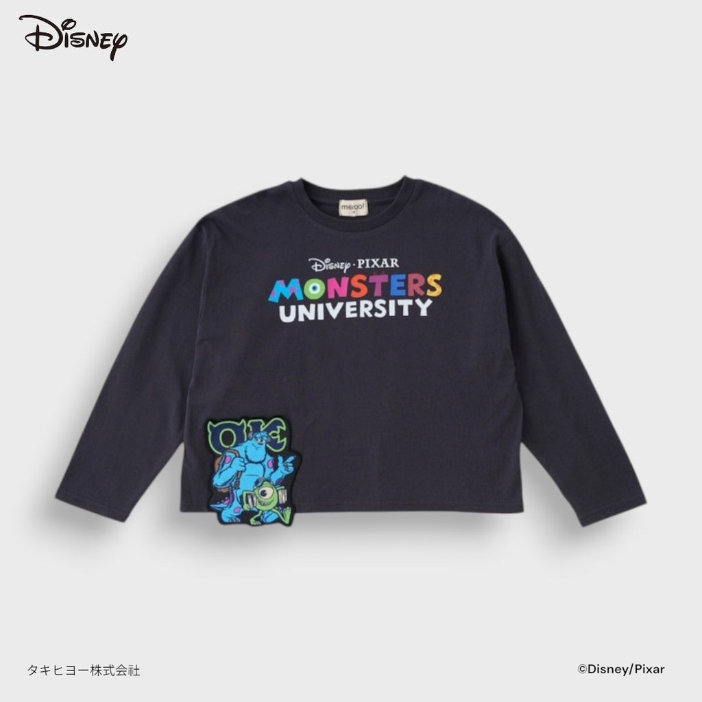 KIDS DISNEY PIXAR MONSTERS UNIVERSITY LONG SLEEVE T-SHIRT – NAVY GRAPHIC TOP WITH SULLEY & MIKE