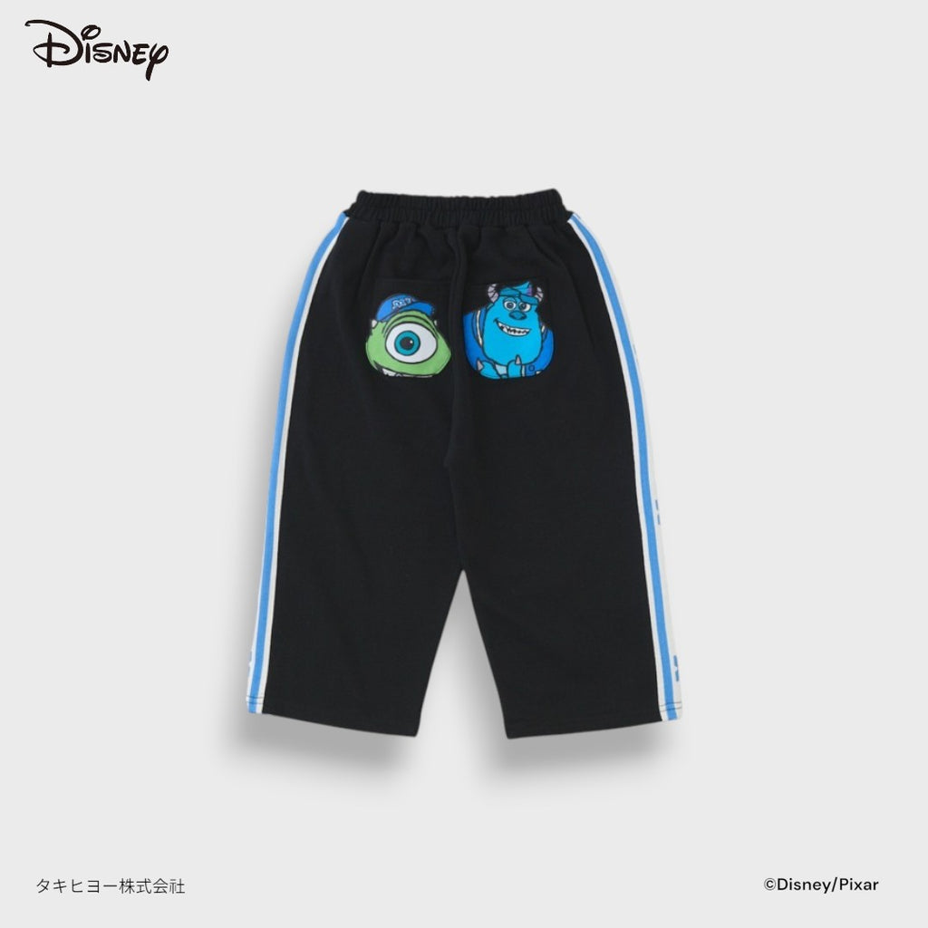 KIDS DISNEY PIXAR MONSTERS UNIVERSITY TRACK PANTS – BLACK SIDE-STRIPE JOGGER PANTS WITH MIKE & SULLEY BACK PRINT (110CM-130CM)